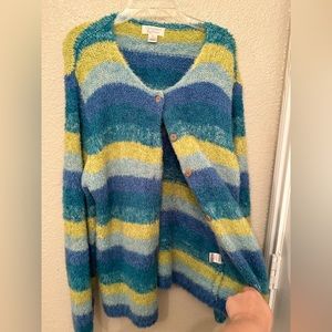 SOLD Super cute vintage chunky blue striped sweater